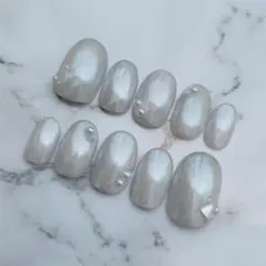 【現品】ネイルチップ NO.2 マグネット ホワイトパール 練習生価格 Lサイズ