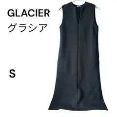 GLACIER キーネックジャンスカVネックロング丈ブラック黒　S