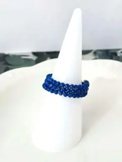 ラピスラズリ3連リング　形状記憶ワイヤー　ハンドメイド