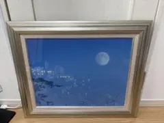 真作 大城真人「早朝のヴルタヴァ川」 直筆サイン入り 額装 絵画 風景