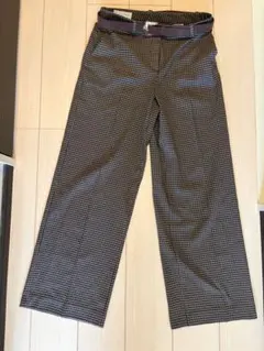 ZARA チェック柄ワイドレッグスラックス