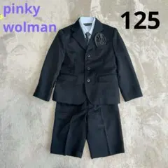 美品 ピンキーウォルマン フォーマルスーツ 125 ブラック ストライプ 入学式