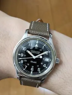 【精度良好】Hamilton khaki 9721B ブラック文字盤　ボーイズのサムネイル