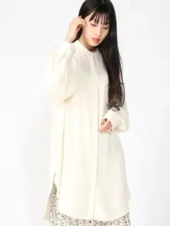 LOWRYS FARM　ローリーズファーム バンドカラールーズシャツ　レーヨン
