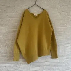 【美品】IENA☆ウールカシミヤアシンメトリーニットプルオーバー マスタード