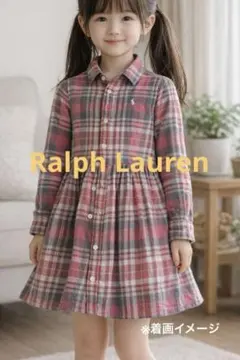 お値下げ☆Ralph Lauren キッズ　チェック柄　長袖ワンピース 130