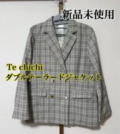 【新品未使用】ダブルテーラードジャケット チェック柄 グレー Mサイズ