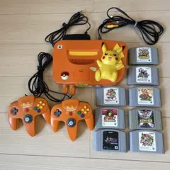 NINTENDO64 ピカチュウオレンジ本体　付属品・ソフト12個付き