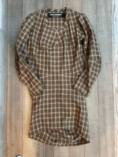 JUNYA WATANABE チェック柄長袖ワンピース