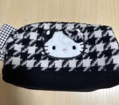 【ラス1】しまむら　ハローキティ　キティちゃん　新作　スクエアポーチ　千鳥柄
