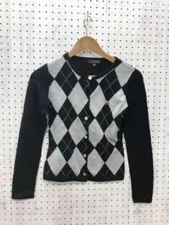 Y2K スクールガール古着 キラキラボタン　アーガイル　ニットカーディガン