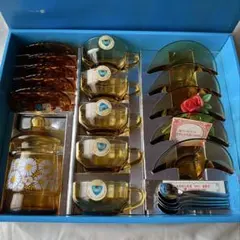 新品未使用！アデリアグラス カップ＆ソーサーセット アンバー色　ADELEX