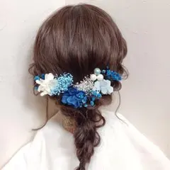 子ども用　髪飾り　ドライフラワー髪飾り　３歳　7歳　ブルー系　水色　ドレスにも