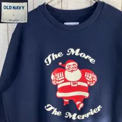 オールドネイビー　古着　長袖　スウェット 裏起毛　クリスマスプリント　アメカジ