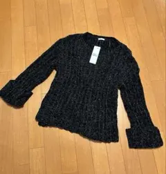 GU リブ編み 長袖ニット ブラック