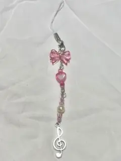ビーズキーホルダー　メロディピンク