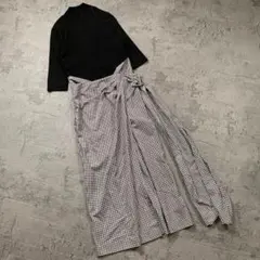 【FRAYI.D】（0）ベルト チェック 切り替え フレア ワンピース