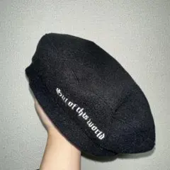 H&M 黒い刺繍ベレー帽 XS/S