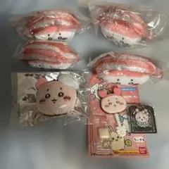 ちいかわ　古本屋　東京駅　おかおぬいぐるみバッジ　寿司　マスコット　7点セット