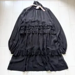 美品✨ヌメロヴェントゥーノ シルク フリル ティアードワンピース M ブラックのサムネイル