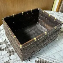 竹製ダークブラウンバスケット 中型