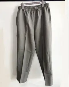 カジュアルボトムスパンツ チェック柄 グレージュ ウエストゴム ポケット上品②