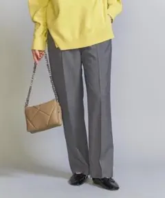 美品　ユナイテッドアローズ　ポプリンストレートパンツ　S　最大XL　灰　0597