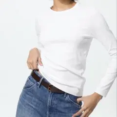 ユニクロ　ソフトリブクルーネック　ホワイト　美品