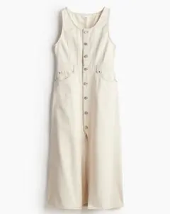 H&M　 デニム　ワンピース　フロントボタン　アイボリー　白　S　2way