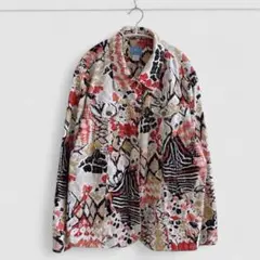 レディースオーバーサイズシャツジャケット　花柄 長袖シャツ 22W 大きいサイズ