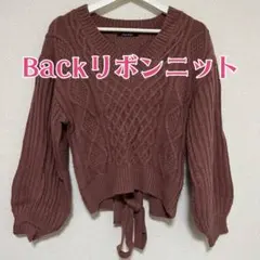 着用画像有 one way ケーブルニット バックリボン ピンク ガーリー