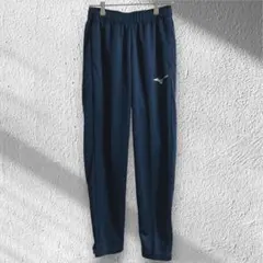 美品　ミズノ トレーニングパンツ ジャージ　裾ジップ　裏地メッシュ　ネイビー　M