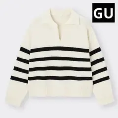 GU パフィータッチスキッパーポロセーター オフホワイト