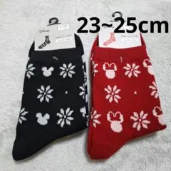 未使用品☆ ディズニー ミッキー ミニー クリスマス柄 ソックス ２足セット
