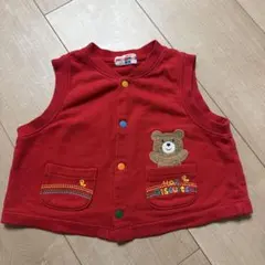ミキハウス ホットビスケッツ ベスト 赤 クマ 90cm