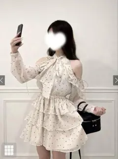 GRL ドット柄ショルダーオープンアメスリティアードミニワンピース ru1689