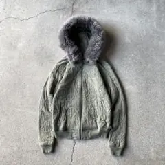 00s old stussy fur zip up hoodie