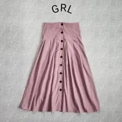 グレイル タックフレアスカート ハイウエスト ロング フロントボタン