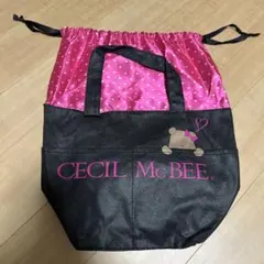 セシルマクビー エコバッグ 巾着 マチあり 軽量