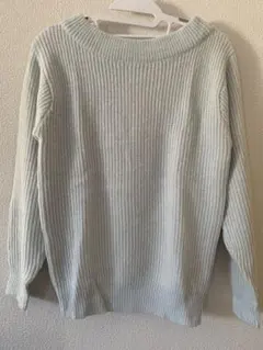 OPAQUE.CLIP 水色 リブ編み長袖ニット