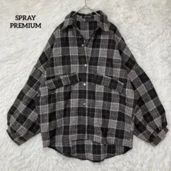 SPRAY PREMIUM オーバーサイズ シャツ チェック ボリューム袖 長袖