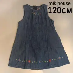 ★キッズ120cm★美品mikihouse ノースリーブ デニム ワンピース