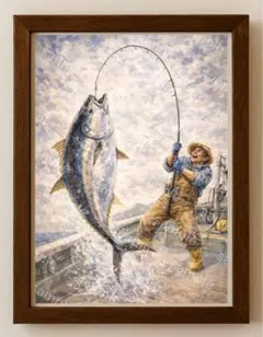 【水彩画アート】漁師の一瞬 2L版写真用紙