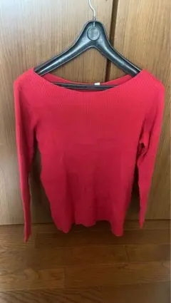 リブ編み長袖ニット Mサイズ レッド