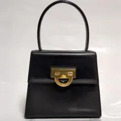 ✨CELINE✨ハンドバッグ ロゴ金具 レザー ブラック ヴィンテージ