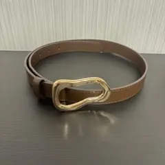 Elura レザー変形バックルベルト ブラウン