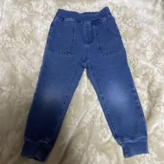 ＧUキッズ デニム風 ジョガーパンツ ブルー110