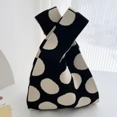♥️入荷未定♥️ブラック　ミニ　ドット　モノクロ　ランチバッグ　トートバッグ