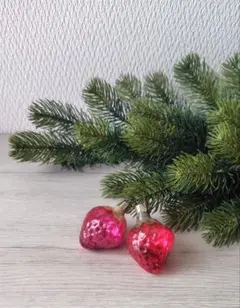 ソビエト　クリスマスオーナメント　いちごのガラスオーナメント　2個セット