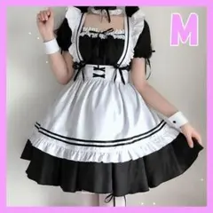 メイド服 コスプレ ロリータ コスチューム M サイズ 付属品 6点セット